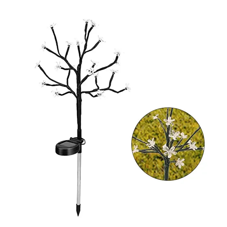 Solar Stake Lights Outdoor Decorative Warm White Cherry Blossoms Christmas Solar Lights for Pathway PatioYardLawnBackyard