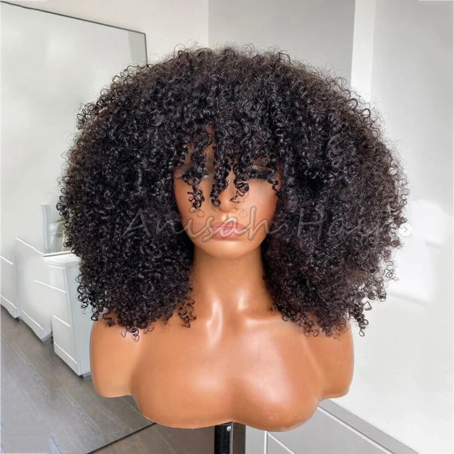 Wholesale Brazilian Virgin Cuticle Aligned Human Hair Frontal Lace Wigs Afro Kinky Curly Wig Transparent Black Lace for Women