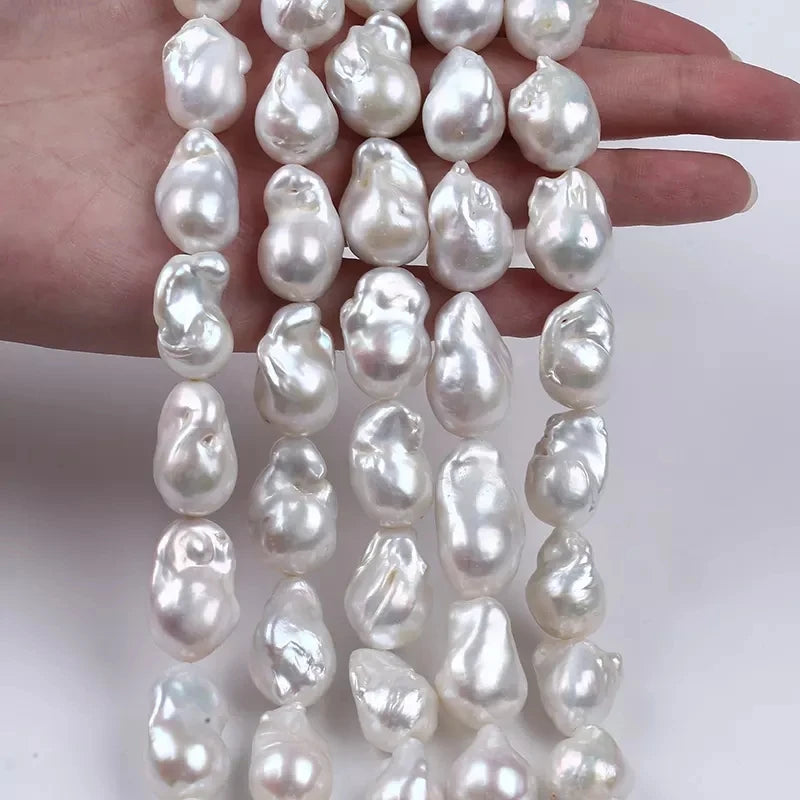 3A Grade 13-16mm Natural White Baroque Freshwater Pearls Strand Wholesale for Jewelry Making