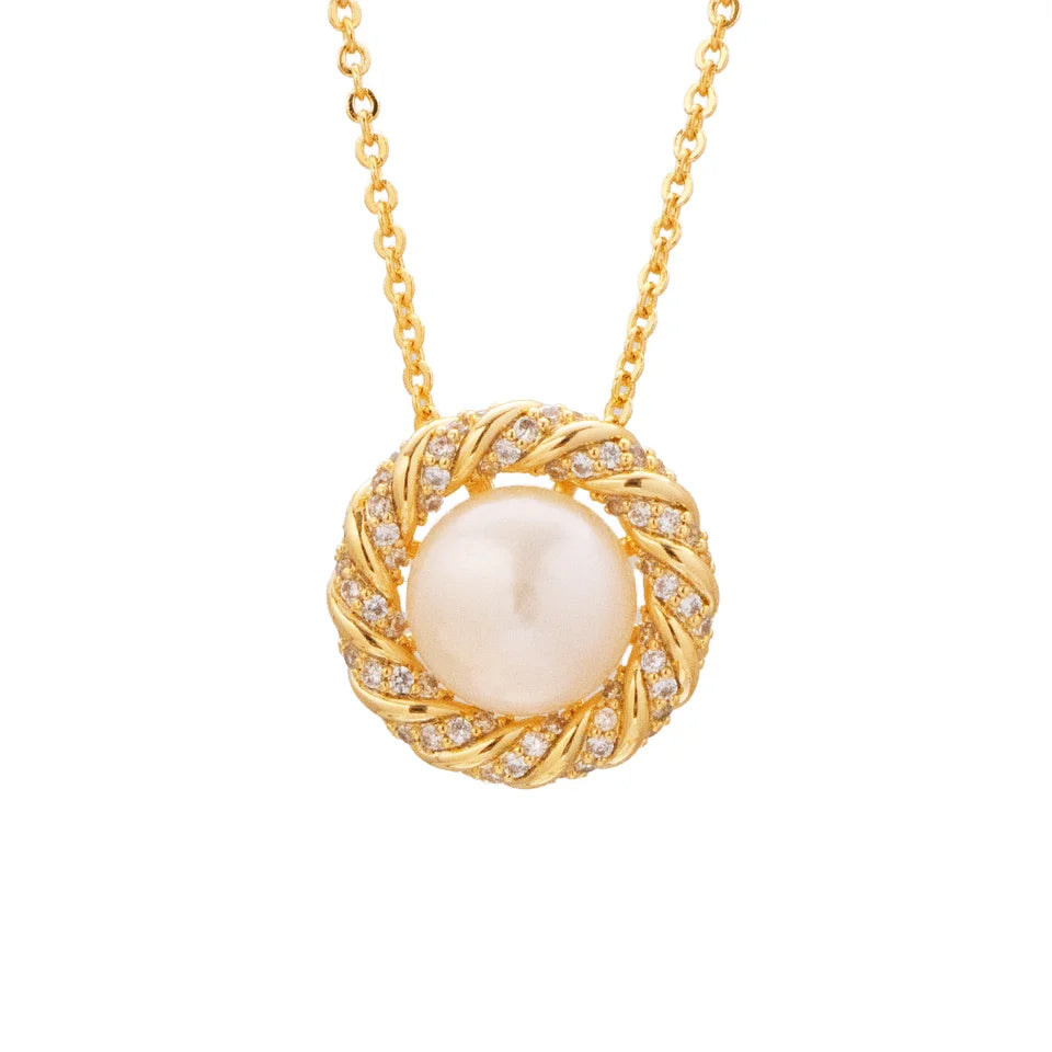 Shiny  Ring Imitation Pearl Pendant Necklace for Women Daily Wear Vintage Fashion Temperament All Collarbone Chain Gift