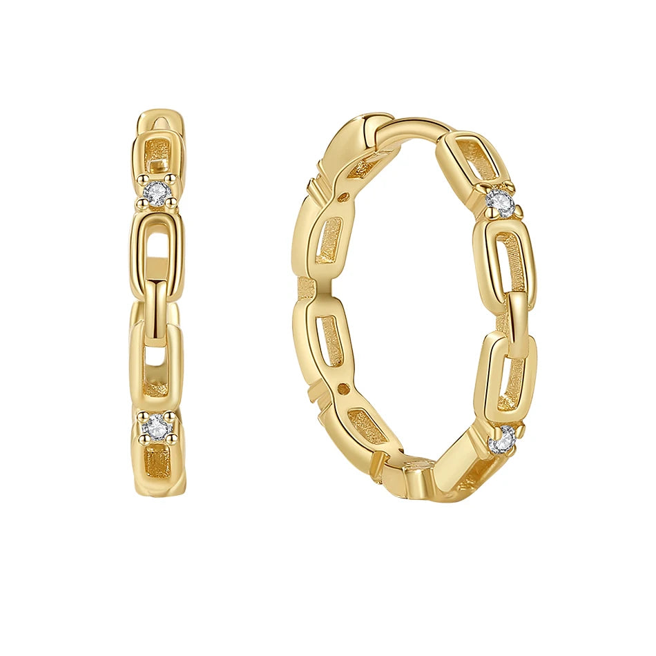 Nagosa Women Jewelry 925 Sterling Silver Huggie Custom Gold Vermeil 18k Chain Hoop Earrings