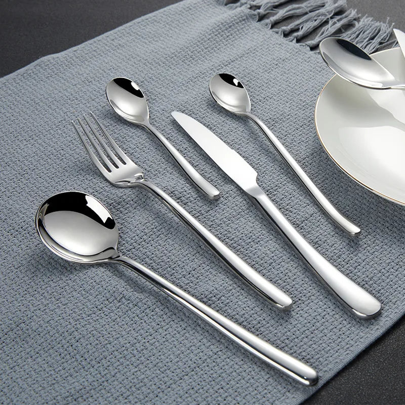 French Moonlight Home Design Stainless Steel Tableware Set Heavy Disposable Knife Fork Spoon Weddings Hotels Classic Design High