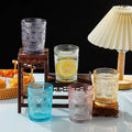 300ML Vintage Romantic Glassware Cocktail Colorful Embossed Sunflower Drinking Glasses for Bar Home