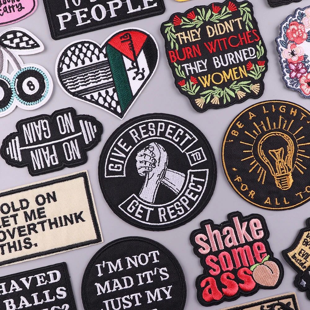 Hot Sales Punk Inspirational Words Give Respect Get Respect Embroidery Patch High Quality Iron on Patch for Clothing