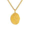 Elegant Oval Rose Pattern Pendant Necklace Stainless Steel 18K Gold-plated Jewelry for Women Tarnish Free Waterproof