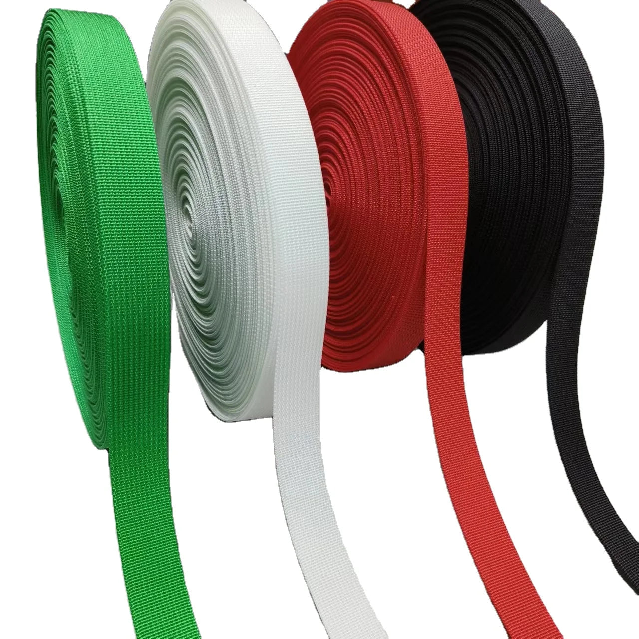 Custom 1 Inch Woven Nylon Webbing Red Green Black Grooved Webbing for Pet Dog Leash and Collar