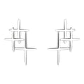 925 Sterling Silver Three Cross Folded Stud Earrings Glossy Star Stud Earrings for Women Jewelry