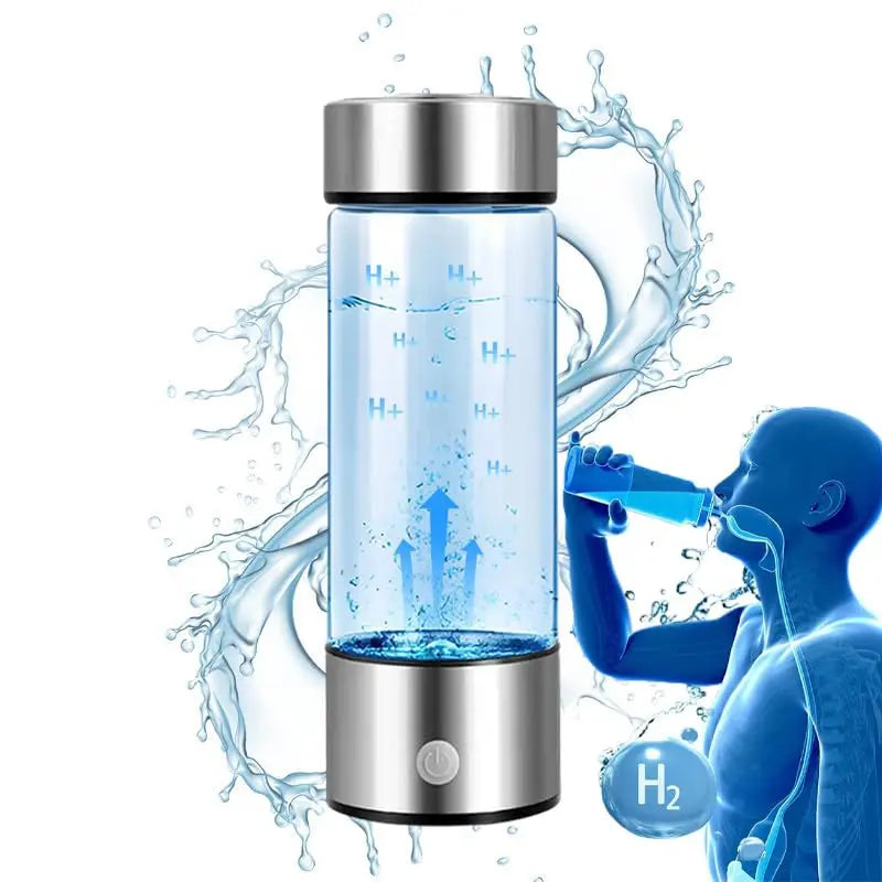 2025 Custom Wholesale 420ml Hydrogen-rich Glass Water Cup Ionizer Machine Portable Rechargeable Hydrogen Generator Water Bottle