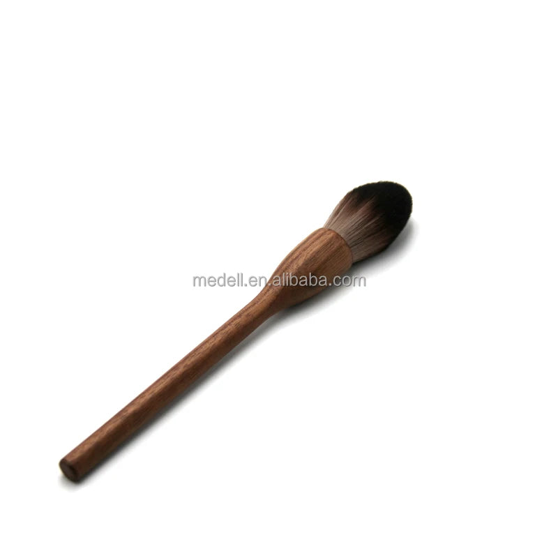 Single Makeup Brushes Coffee Wooden Cosmetic Brush with Synthetic Hair for Face for Blush Application