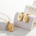 Simple Premium Stainless Steel Necklace With Open and Close Photo Pendant Sun Moon Eyes Gold Plated Oval Heart Shape for Gift