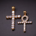 Hip Hop Ankh Cross and Cross Sets Pendant Necklace for Women Men