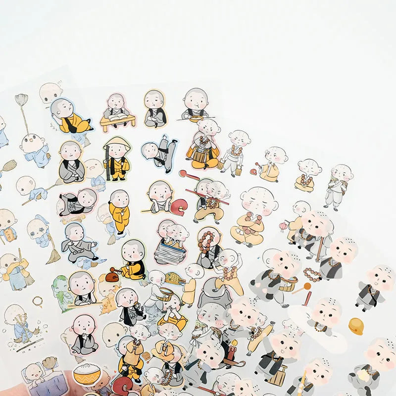 Nekoni Little Monk Series PVC Vinyl Cartoon Sticker for Cultural and Creative Stickers