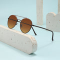 2025 Wholesale Hot Selling Metal Sunglasses Women Luxury Double Bridge Eyewear Round Frame Retro Sunglasses Uv400 Custom logo