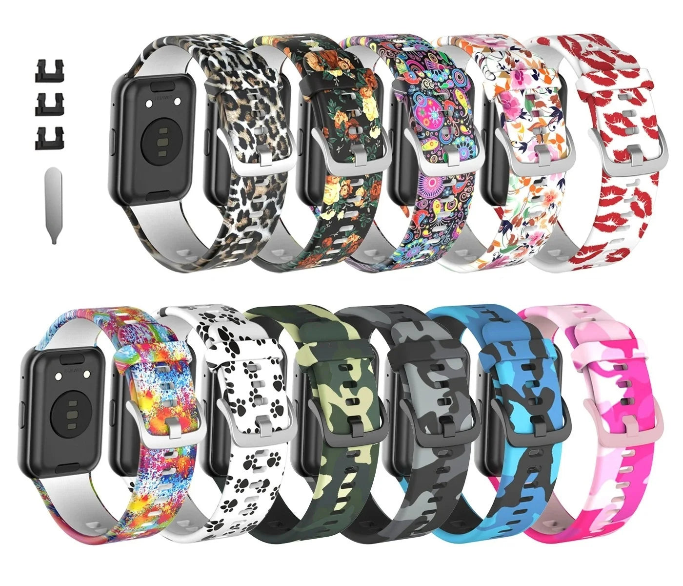 Newest Arrival Camouflage Multicolor Silicone Strap Watch Band for Huawei Watch Fit Sport Watch Strap