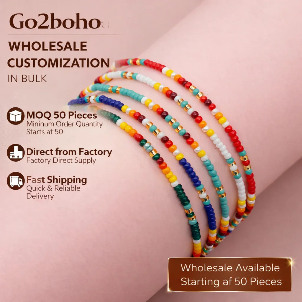 Go2boho Minimalist New Seed Bead Bracelets for Women Gold Plated Chain Charm Boho Summer Fashion Jewelry Accessories