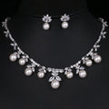 2022 New Luxury Crystal Wedding Jewelry Elegant Bridal Necklace Earrings Pearl Diamond Zircon Jewelry Set for Women