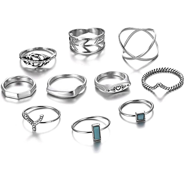 Fashion Silver Jewelry Ring Set DIY Set Personality Set for Women MegaBDM