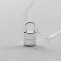 Minimalist Silver Tone Lock Necklace Engraved Freedom Charm Dainty Pendant Jewelry
