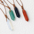 Natural Crystal Stone Women Jewelry Pendant Necklace Healing Quartz Jade Stone Double Point Pendant Rope Necklace