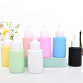 Customized 30ml 50ml 100ml Flat Shoulder Frosting Colorful Glass Dropper Bottles Essential Oil Macaron Dropper Bottle