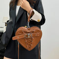 2024 New Arrival Heart Shape Handbag Women Designer Shoelace Crossbody Shoulder Bags Luxury PU Leather Lady Purse