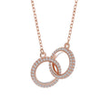 Daidan Necklace Rose Gold Gold Plated 925 Silver Interlocking Circle Zirconia Jewelry Ring Charm Double Circle Necklace