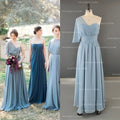 953# Real Photos Custom Size Blue Various Styles Optional Soft Chiffon Bridesmaid Dress Simple Evening Dresses