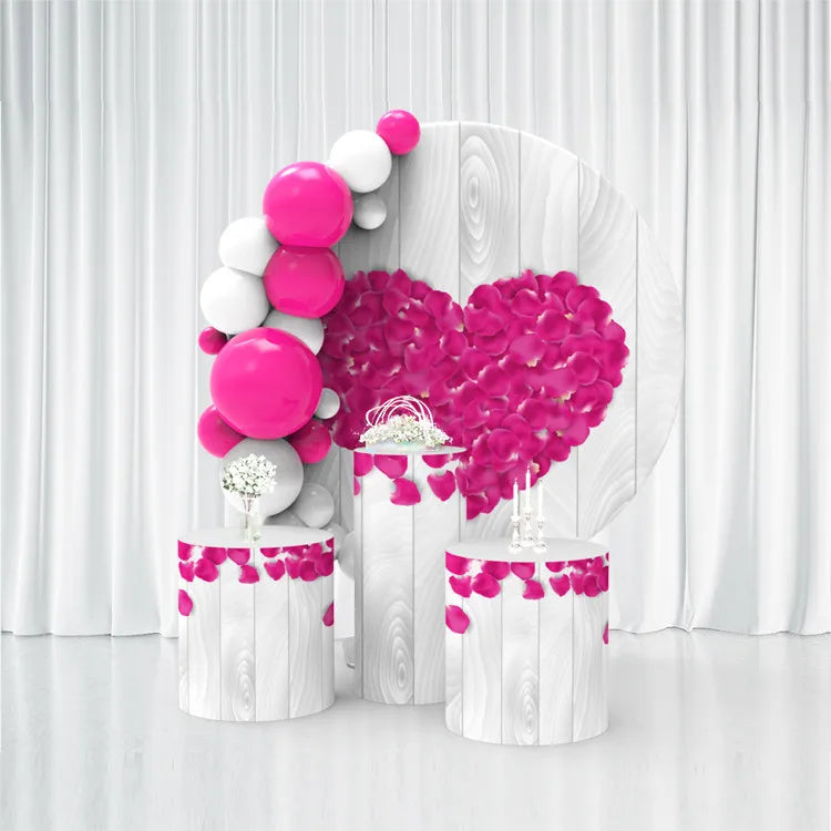 Customized Full-Color Dye Sublimation Tension Fabric Aluminum Wedding Round Backdrop Stand for Event Advertising