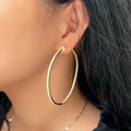 Exaggerated Big Size Shiny Luxury Cubic Zirconia Inlaid Statement Round Oversized Hoop Earrings Gold Plated Jewelry for Women