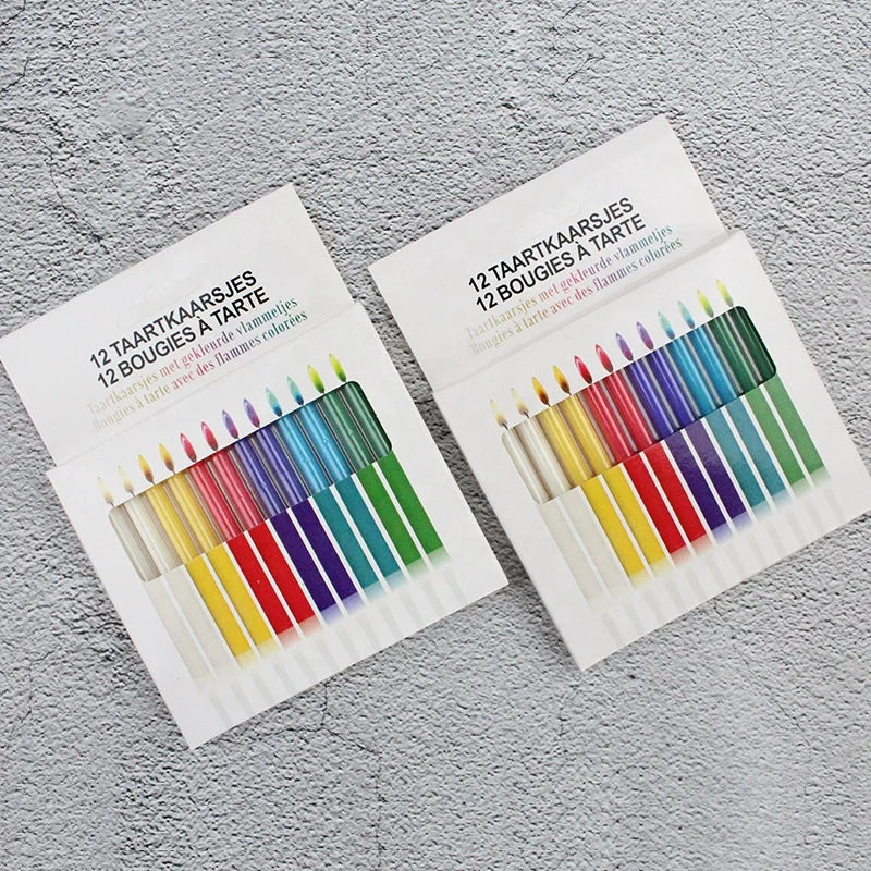 Colorful Flame Long Pole Birthday Candles Paraffin Wax Father's Day Kids Party Supplies Wholesale