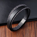 Wholesale Luxury Genuine Leather Bracelet Handmade Men's Bracelet Wristlet Leather Wrap Bracelet Stainless Steel Claps