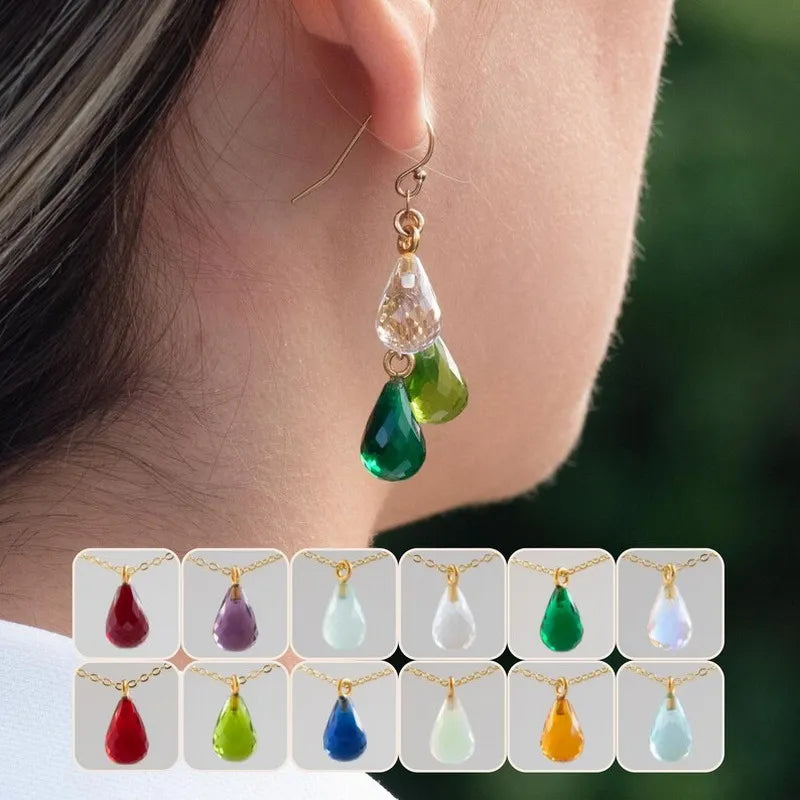 Zooying Multi Stone Custom Dangle Earrings Birthstone Earrings for Mom Fashion Jewelry