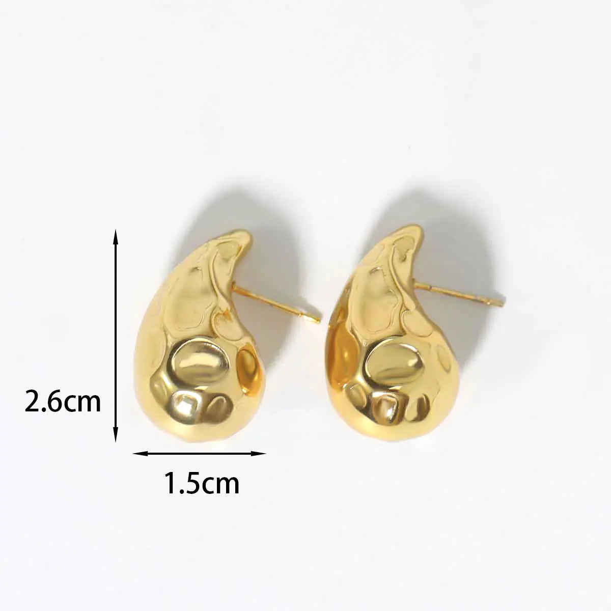 Luxury 18k Gold Plated Stainless Steel Hammer Metal Popular Women Jewelry Accessories Drop Earrings Jewelry