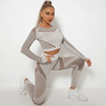 Training Gym Wear Sports Yoga Clothing Seamless Mesh Leggings Crop Top FitnessWorkout Women Set Hollow Yoga Clothes Sets