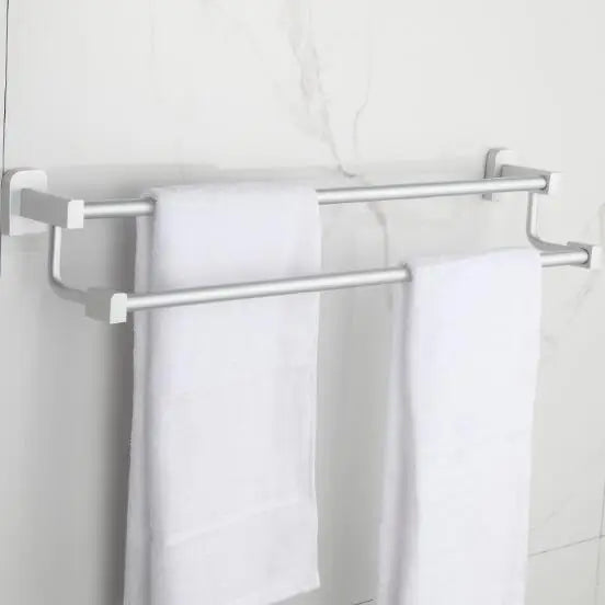 Hardware Accessories Free Drilling Aluminum Towel Shelf Towel Racks With Double Layers