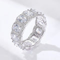 European American Hip Hop Inspired 925 Sterling Silver Ins Style Ring Full Fine Zircon Rhodium Iced Bling Micro Pave Wedding