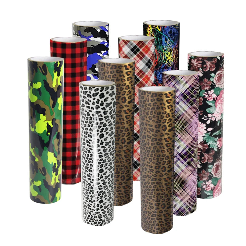 Factory Easyweed High Temperature Film Heat Transfer Vinyl Rolls for T-shirts with Leopard Checkers Pattern