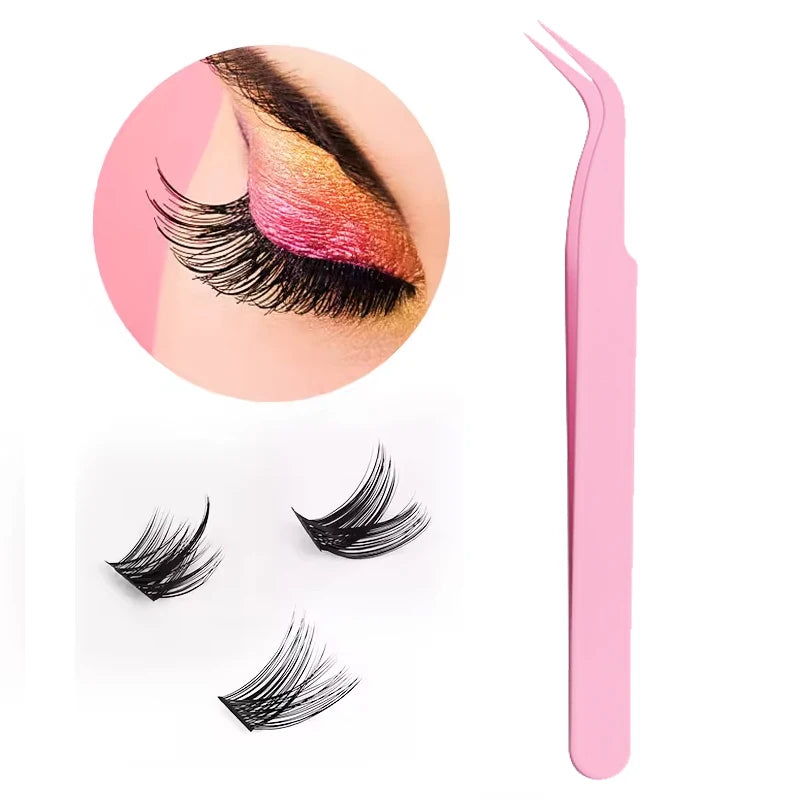 Wholesale Stainless Steel Eyelash Curler Private Label Eyebrow Tweezers Fiber Tip Eyelash Extension Tweezers