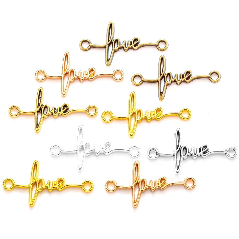 6colors Alloy LOVE Linker Charm for DIY Necklace Bracelet Necklace Linker Pendant Jewelry Making Accessories 33*17mm S121