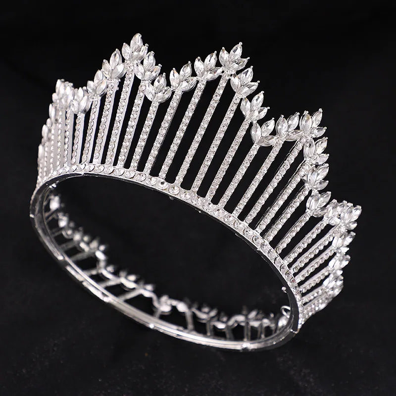 Miallo New Korean Bridal Round Crown Tiaras Alloy Rhinestone Diadema Wedding Hair Accessories Headwear