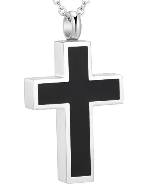 Enamel Cross Stainless Steel Ash Cremation Keepsake Urn Pendant Cross Charm Necklace Memorial Jewelry Enamel Cremation Ashes Urn