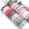 ChloeLin Explosive Woven Bohemia Style Letter Print Bracelet Embroidery Logo Macaron Hand Rope Design for Anniversary-Unisex