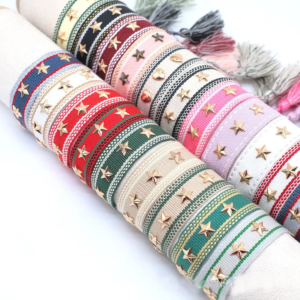 ChloeLin Explosive Woven Bohemia Style Letter Print Bracelet Embroidery Logo Macaron Hand Rope Design for Anniversary-Unisex