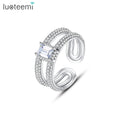 LUOTEEMI 90S Crystal Trendy Finger Zircon Luxury Punk Jewelry Iced Out Geometric Square Stone Woman Ring