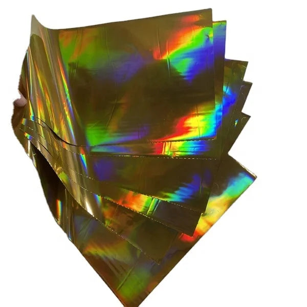 A4 50pcs PET Sheet Hot Stamping Foil Lettering Gold Silver Rainbow Toner Reactive Sleek Greeting Cards Paper Generic Type