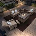 For sigarten Outdoor Wicker Furniture Set with Fire Pit Garden Rope Patio Rattan Discount Sale for Hotels Villas