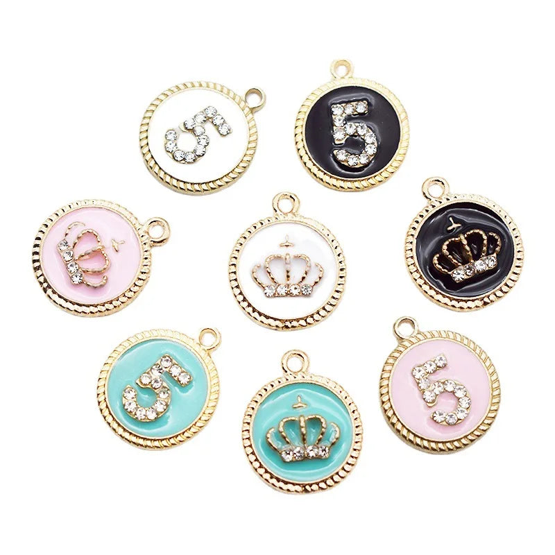 16x19mm Letter 5 Charms Metal Enamel Letter Charm for Jewelry Making