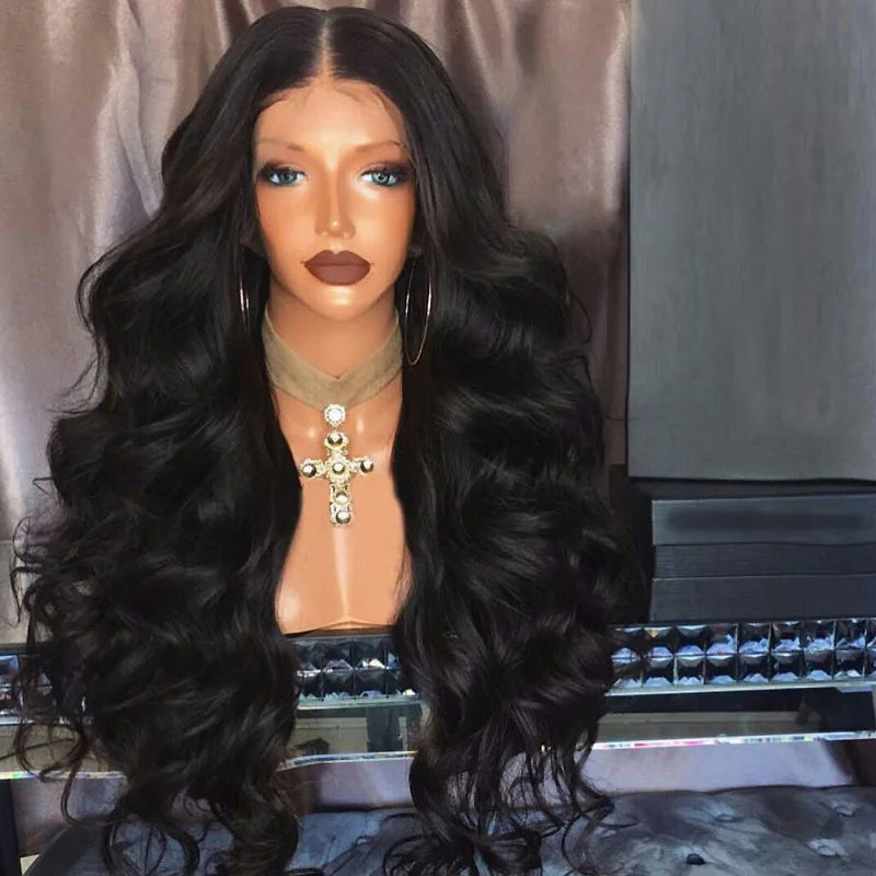 Wig Factory Wholesale High Temperature Synthetic Wigs Heat Resistant Long Curly Hairstyle Front Lace Wigs for Women