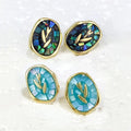 S925 Sterling Silver Earrings Latest Bohemian Jewelry 18k Gold Plated Natural Shell Colorful Stud Flower Tulip Earring for Women