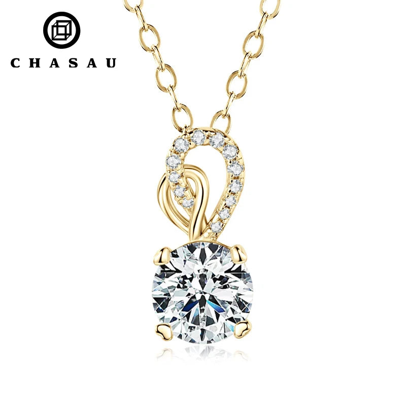 Wholesale New Arrival Bridal Wedding GRA 925 Sterling Silver Round Cut 6.5mm 1.0ct VVS1 Moissanite Pendant Necklace for Women